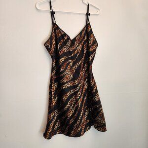 VTG Leopard Print Satin/ poly Cami Slip Dress Kimono Robe Set Private Luxuries